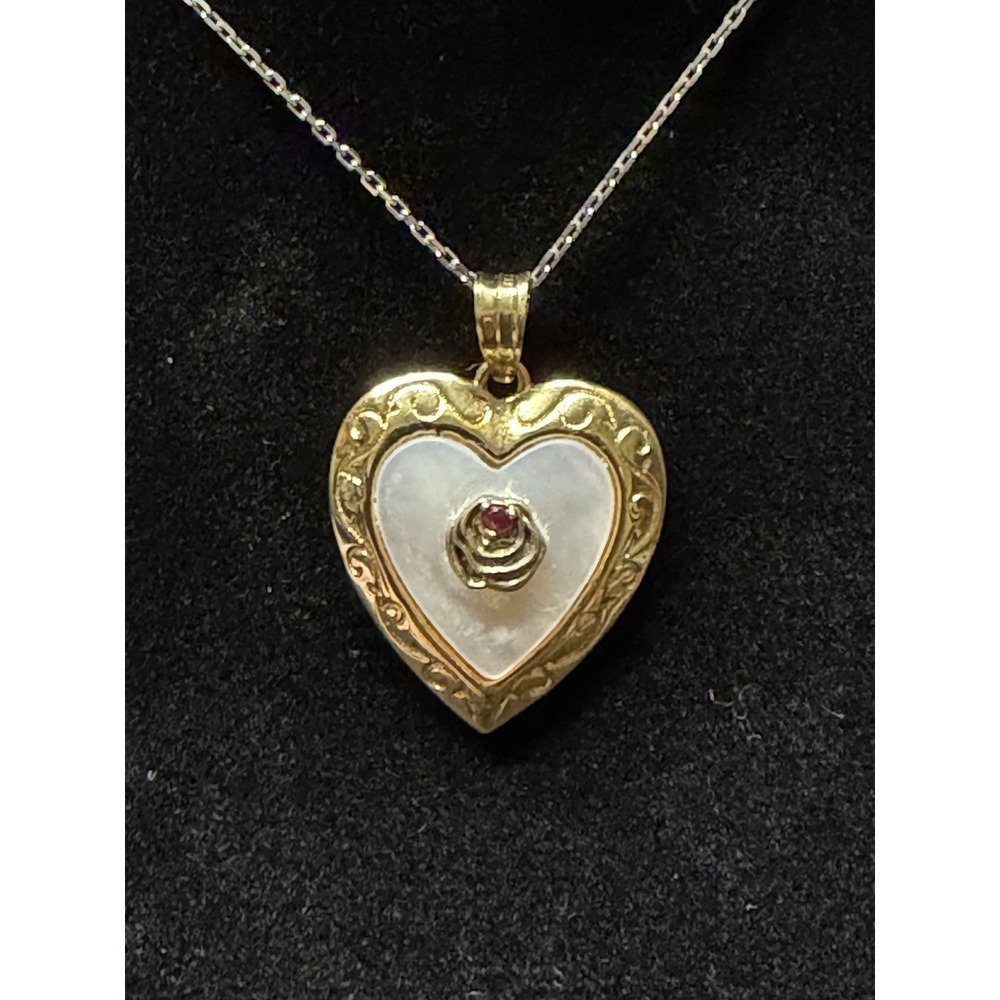 Sterling Silver 925 Danbury Mint Mother of Pearl Heart My Daughter Pendant